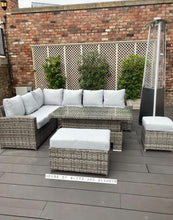 Load image into Gallery viewer, St Tropez Rattan High Back Corner Sofa With Rising Dining Table Set In Grey