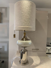 Load image into Gallery viewer, Extra Large Chrome Statement Table Lamp with Cream Shade