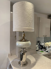 Load image into Gallery viewer, Extra Large Chrome Statement Table Lamp with Cream Shade