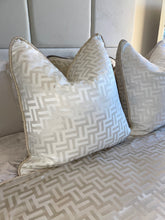 Load image into Gallery viewer, Florence Cushion in Beige or White, shown with the matching throw.