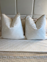 Load image into Gallery viewer, 2 x Florence Cushion in Beige or White, shown with the matching throw.