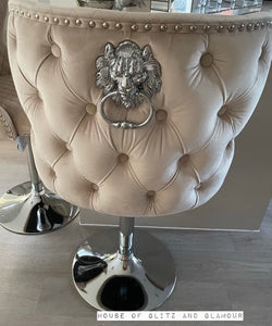 Valentina Mink/Cream Velvet Lion Knocker Bar Stool