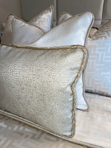 Rome Cushion in Beige, Ivory or Silver.