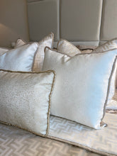 Load image into Gallery viewer, Different sizes of Rome Cushion in Beige, Ivory or Silver.