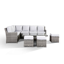 Load image into Gallery viewer, Monaco Large Corner High Back Sofa Dining Set in Grey