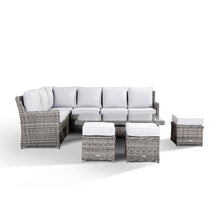 Load image into Gallery viewer, Monaco Large Corner High Back Sofa Dining Set in Beige