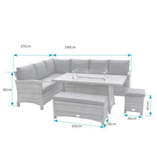 Load image into Gallery viewer, Cuba Corner Sofa with Firepit Dining Table, Bench and Stool
