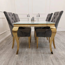 Load image into Gallery viewer, Louis Dining Table Gold Legs with White Glass Top