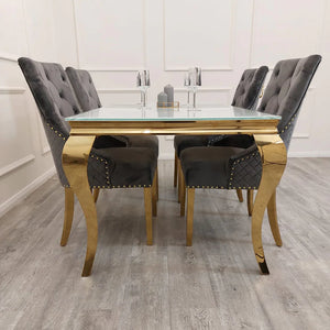 Louis Dining Table Gold Legs with White Glass Top