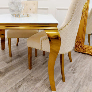 Louis Dining Table Gold Legs with White Glass Top