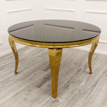 Load image into Gallery viewer, Louis Dining Table Gold Legs with Black Glass Top