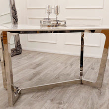 Load image into Gallery viewer, Lucien 1.6 Chrome Dining Table with Polar White Sintered Stone Top