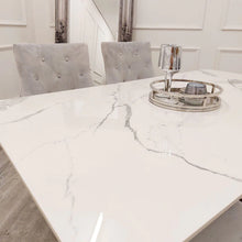 Load image into Gallery viewer, Luca 1.6 Chrome Dining Table with Ice White Sintered Stone Top