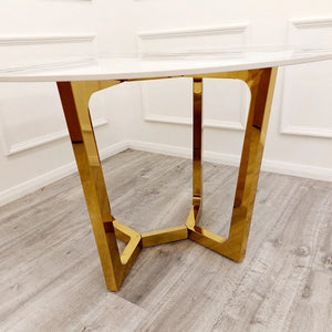 Luca Gold Ceramic 1.2 Round Dining Table with Sintered Stone Top