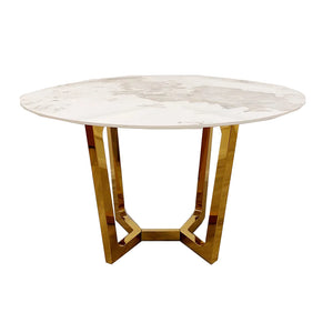 Luca Gold Ceramic 1.2 Round Dining Table with Sintered Stone Top