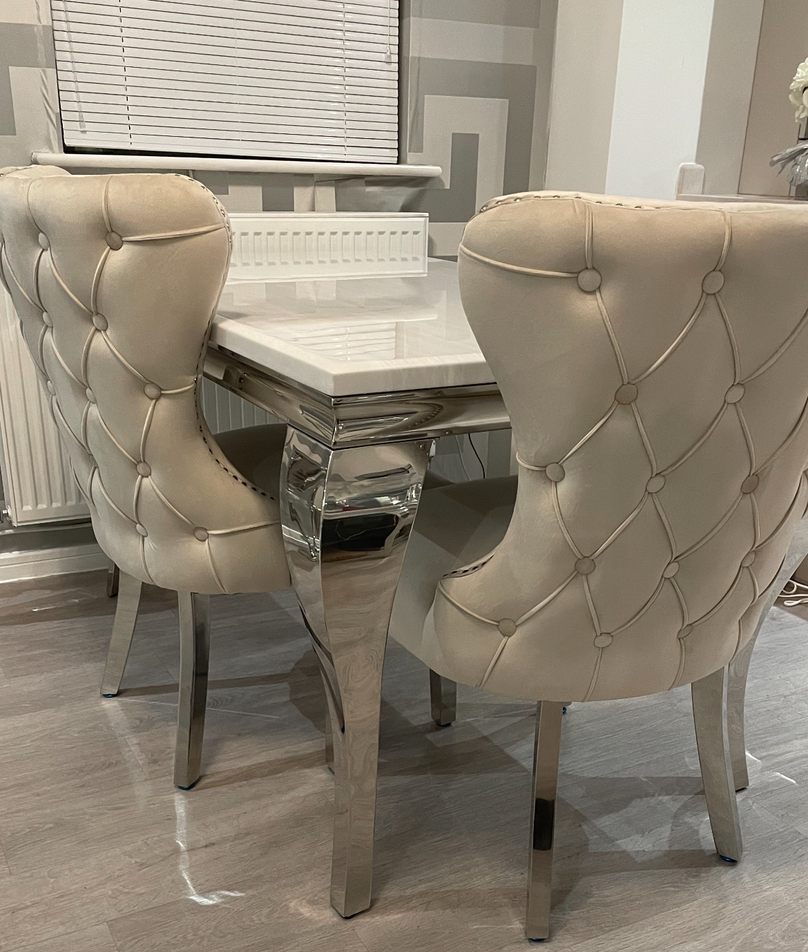 Louis CREAM Marble Dining Table 140cm by 80cm