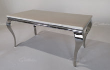 Load image into Gallery viewer, 1.6M Louis CREAM Marble Dining Table With 6 x Cream Winged Back Tufted Dining Chairs