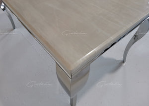 1.4M Louis CREAM Marble Dining Table With 4 x Cream Winged Tufted Dining Chairs