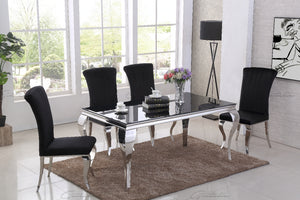 Louis BLACK Glass Dining Table 160cm by 90cm