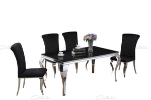 Louis BLACK Glass Dining Table 160cm by 90cm