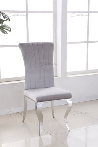 Lia Grey High Back Velvet Dining Chair