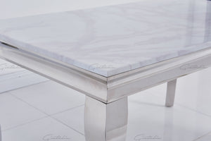 Louis WHITE Marble Dining Table 140cm by 80cm