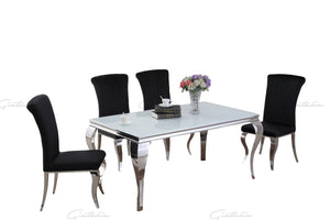 Louis WHITE Glass Top Dining Table 160cm x 90cm