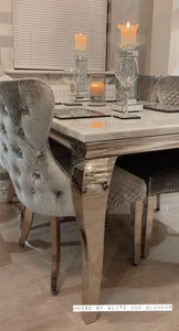 1.5m Louis White Marble & Stainless Steel Dining Table