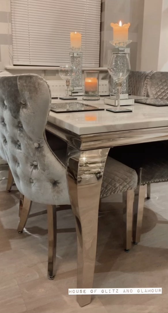 Stainless steel marble dining table deals