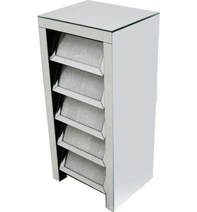 Glitz And Glamour 5 Drawer Silver Mirror Chest Drawer Unit