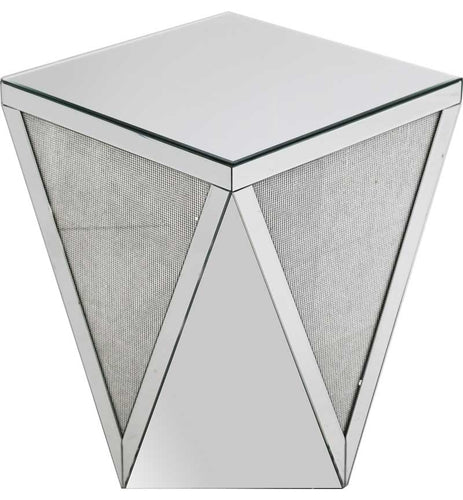 Glitz And Glamour Silver Mirror Side End Table