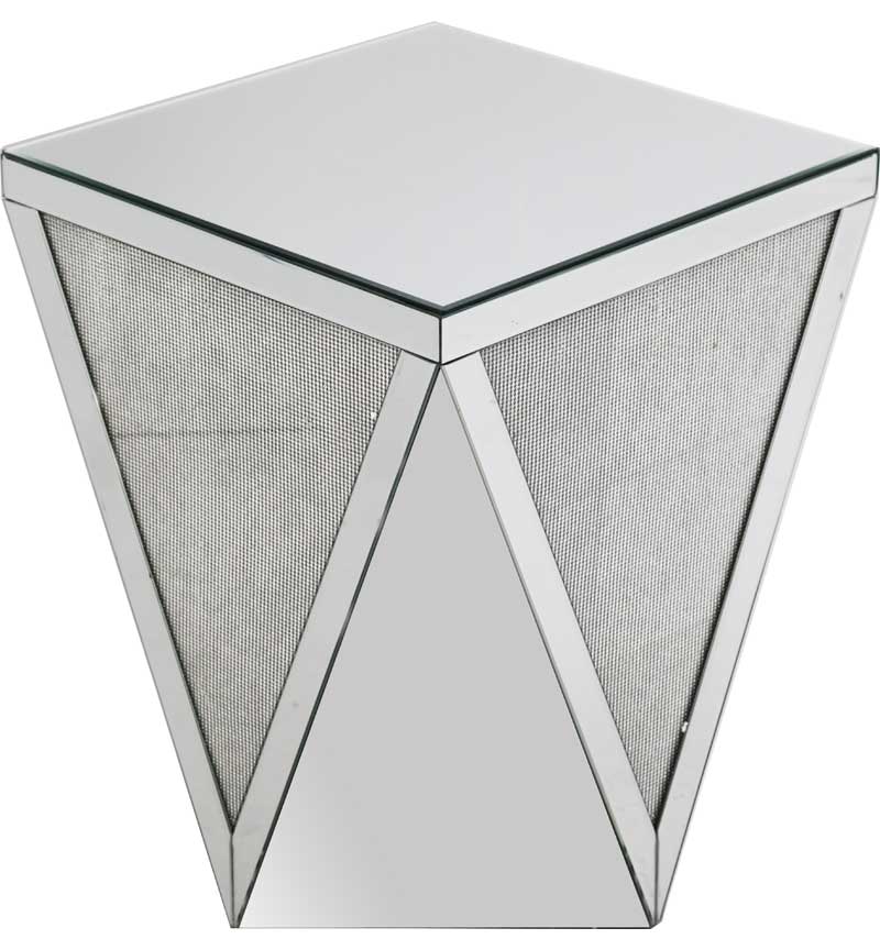 Glitz And Glamour Silver Mirror Side End Table