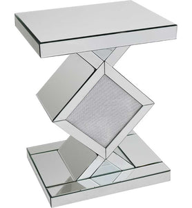 Glitz And Glamour Silver Mirror Lamp Side Table