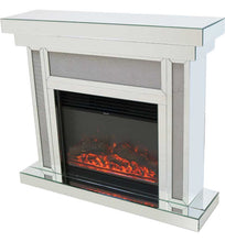 Load image into Gallery viewer, Gltiz And Glamour Silver Mirror Fireplace &amp; Electric Fire with Remote Control