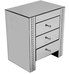 Silver 3 Drawer Bed Side