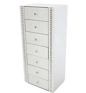 White Gloss Crystal 7 Drawer Chest Drawer Unit