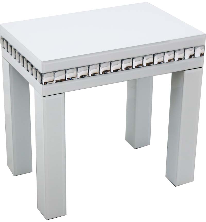 White Gloss Crystal Occasional Side Lamp Table