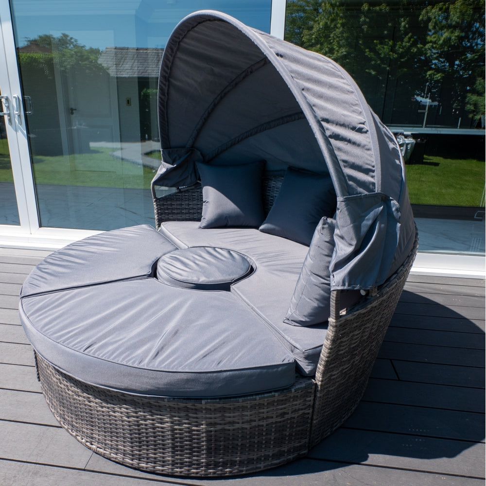 Mykonos Rattan Day Bed Sun Lounger & Table Set