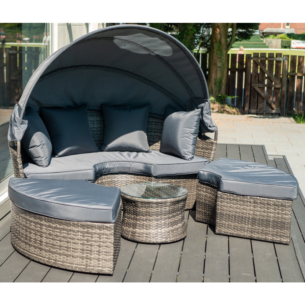 Mykonos Rattan Day Bed Sun Lounger & Table Set