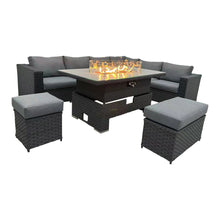 Load image into Gallery viewer, JAMAICA CORNER RISING DINING SET WITH FIRE PIT