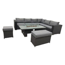 Load image into Gallery viewer, JAMAICA CORNER RISING DINING SET WITH FIRE PIT