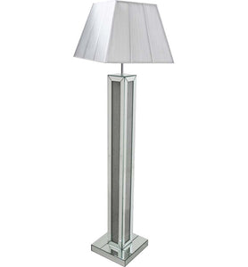 Glitz And Glamour Silver Mirrored Floor Lamp With Silver Shade