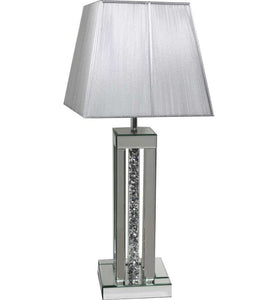Crushed Diamond Crystal Silver Mirror Square Table Lamp