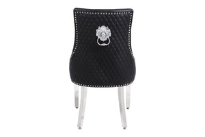 Chelsea Hudson Black PU Leather Lion knocker Dining Chair