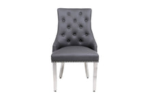 Load image into Gallery viewer, Chelsea Hudson Grey PU Leather Lion knocker Dining Chair