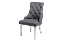 Load image into Gallery viewer, Chelsea Hudson Grey PU Leather Lion knocker Dining Chair