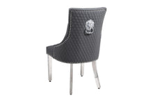 Load image into Gallery viewer, Chelsea Hudson Grey PU Leather Lion knocker Dining Chair