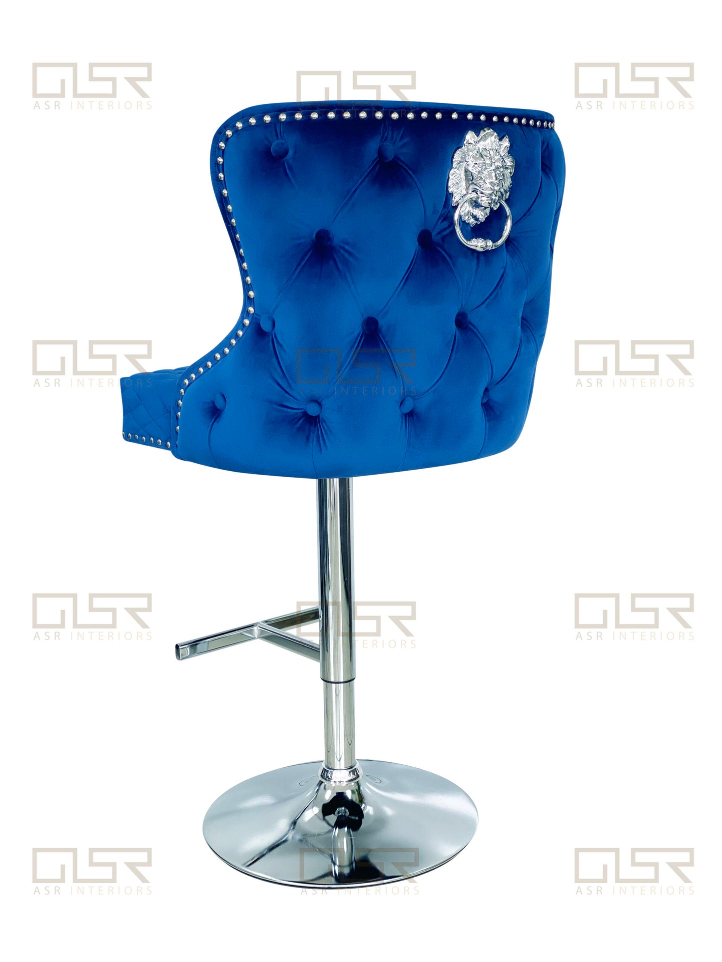 Valentina Navy Velvet Lion Knocker Bar Stool