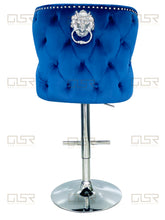 Load image into Gallery viewer, Valentina Navy Velvet Lion Knocker Bar Stool