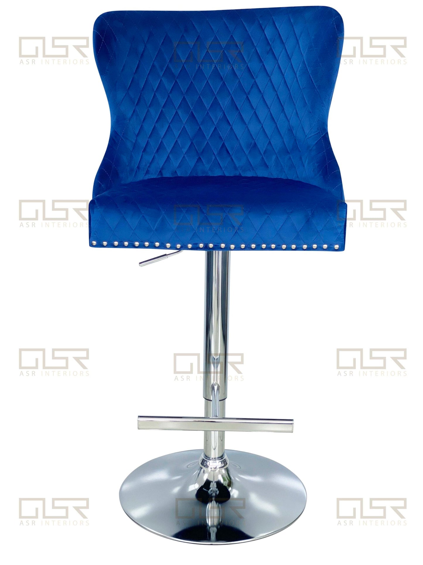 Valentina Navy Velvet Lion Knocker Bar Stool